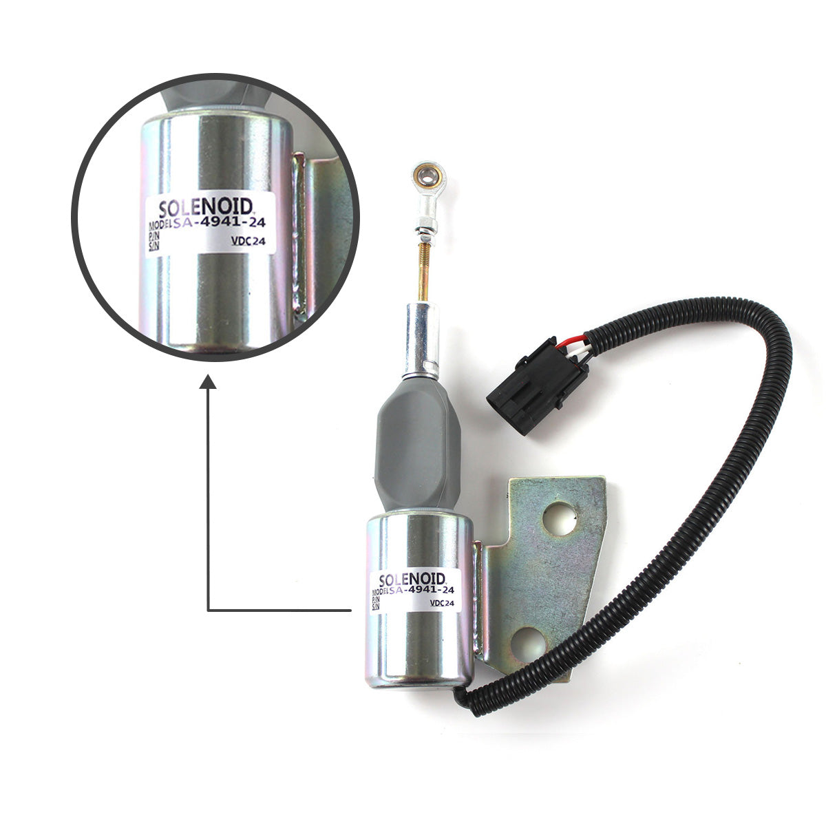 Stop Solenoid SA-4941-24 3991168 3964628 for Cummins 4BT Engine Hyundai R130 Excavator