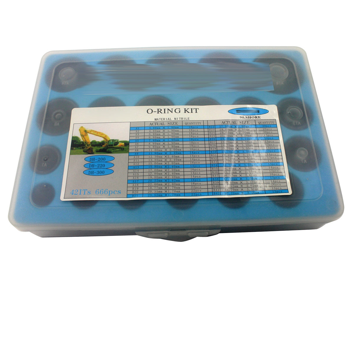 O-Ring Kit 421Ts 666PCS 42Sizes for Doosan DH-200 DH-220 DH-300 Excavator