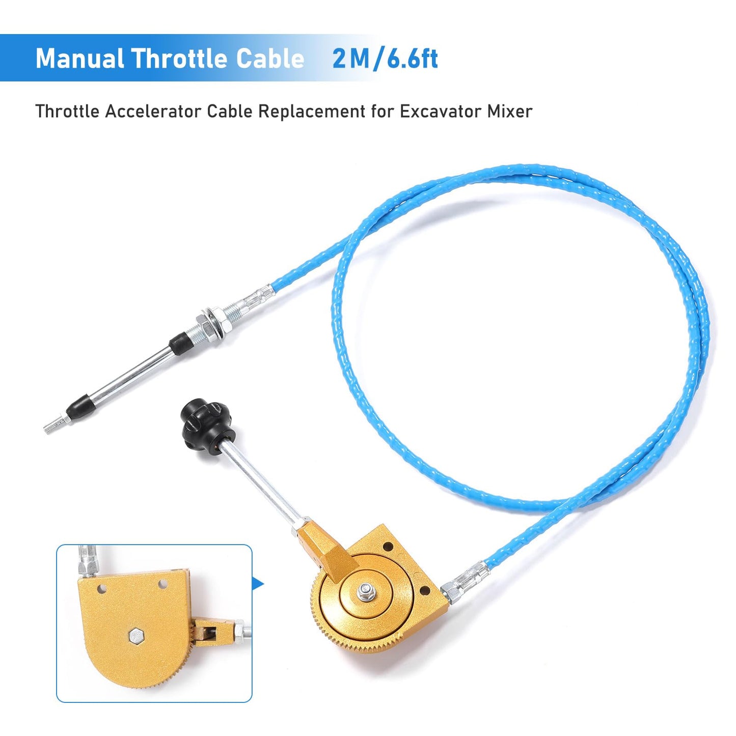 Manual Throttle Cable 2m Throttle Accelerator Cable for Excavator Mixer