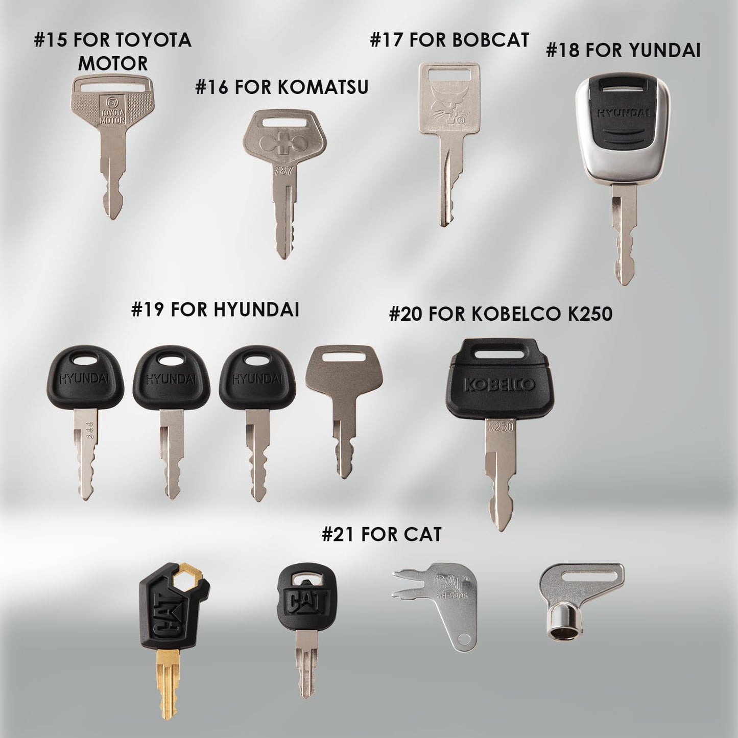 44Pcs Heavy Equipment Keys Master Set,Excavator Dumper Dozer Machinery Key for Caterpillar JohnDeer Hitachi Komastu Volvo Bobcat Case JCB Doosan Kobelco