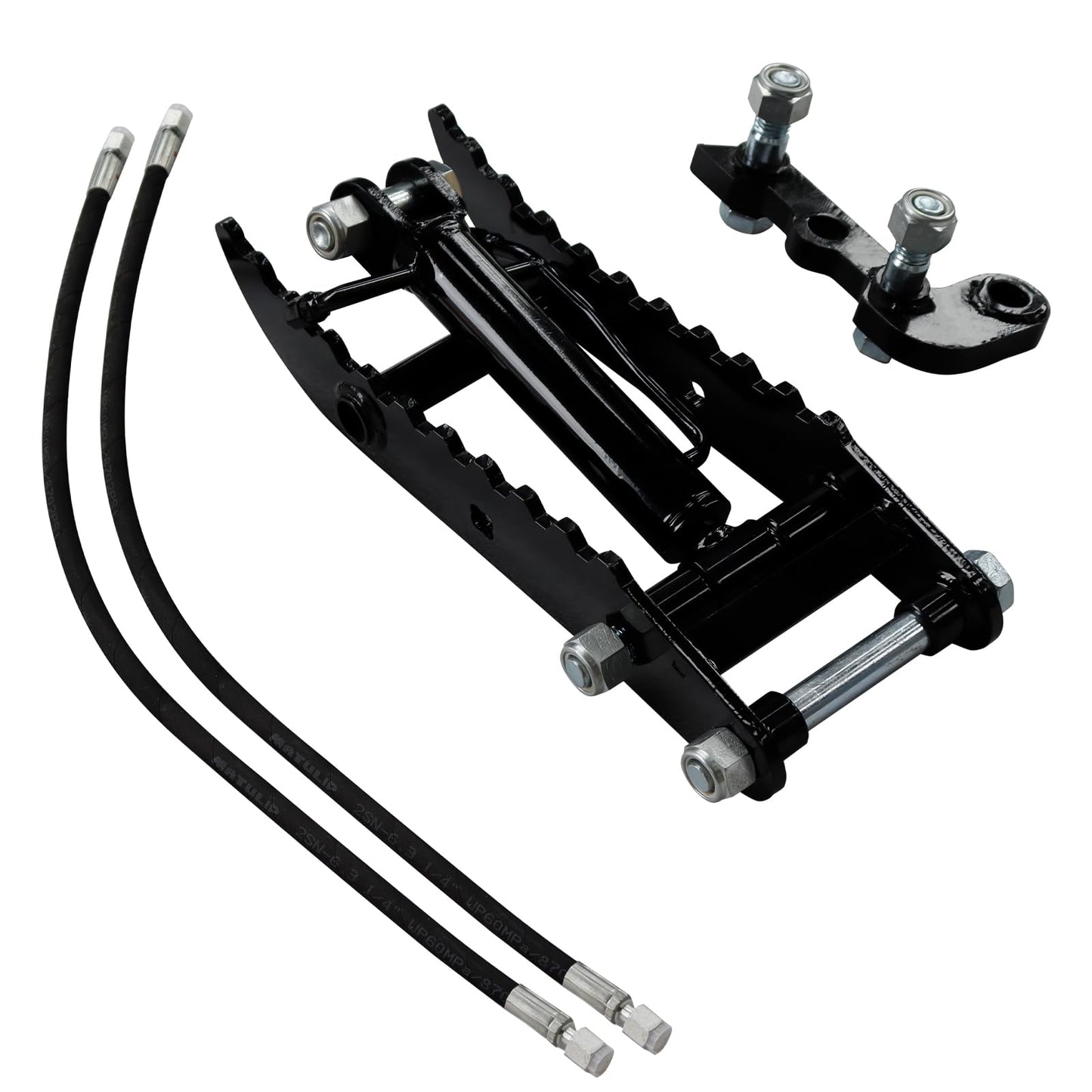 Hydraulic Thumb Clip for Mini Excavators, with 2*M14 Hoses and Screws, Small Digger Attachments fit Most of up to 2 tons