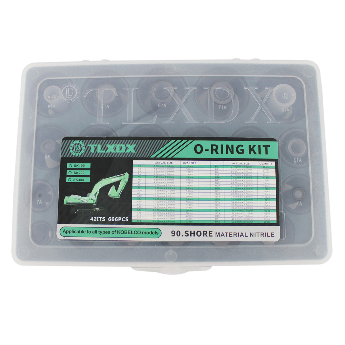 666Pcs O-Ring Box 42 Sizes Oil Seal Kit for Kobelco Excavator SK100 SK200 SK300