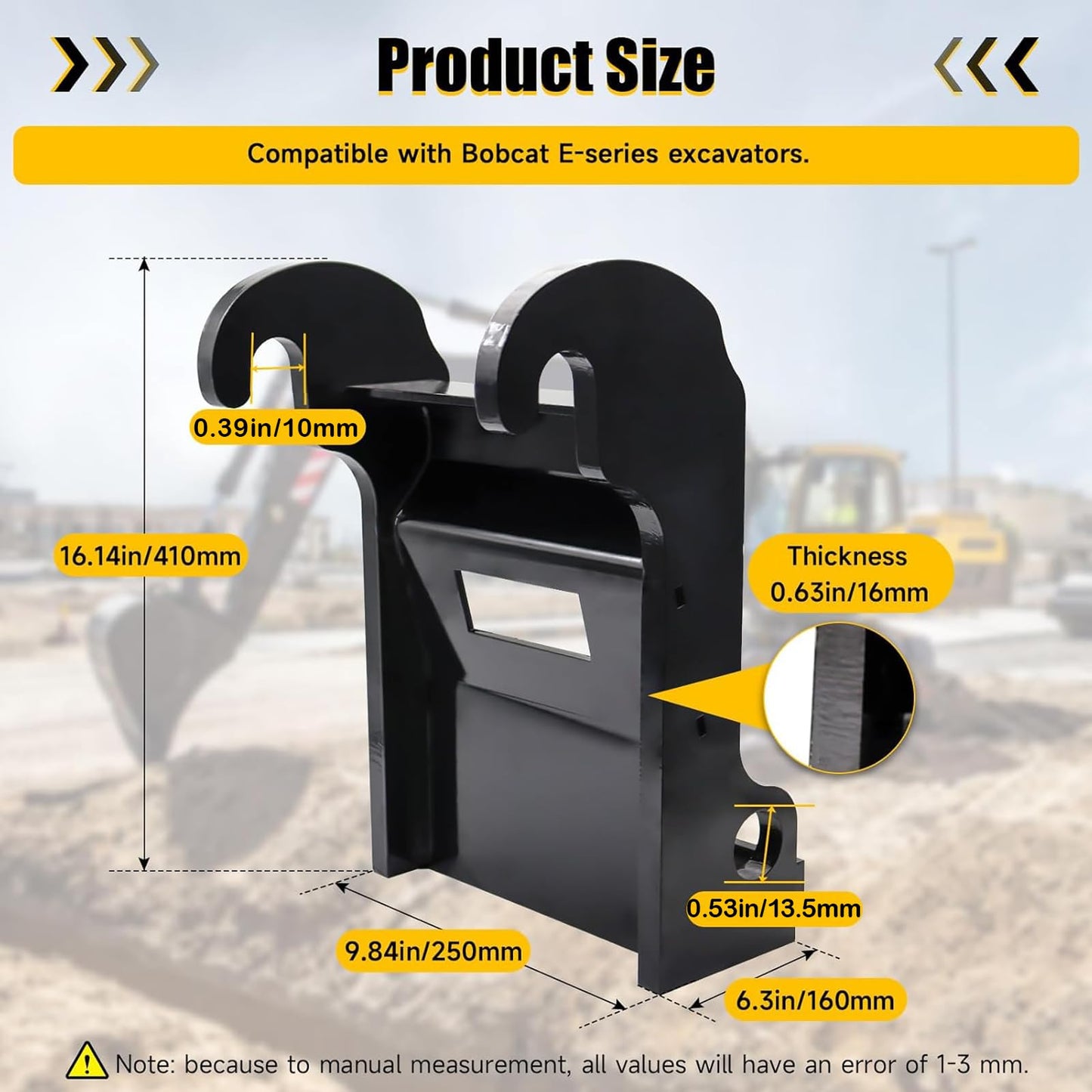 X-Change Coupler Bracket, Mini Excavator Quick Change Hitch Attachments, Small Excavator Coupler Bracket, Black-Coating Steel Attachment Compatible with Bobcat E Series Models Mini Excavator