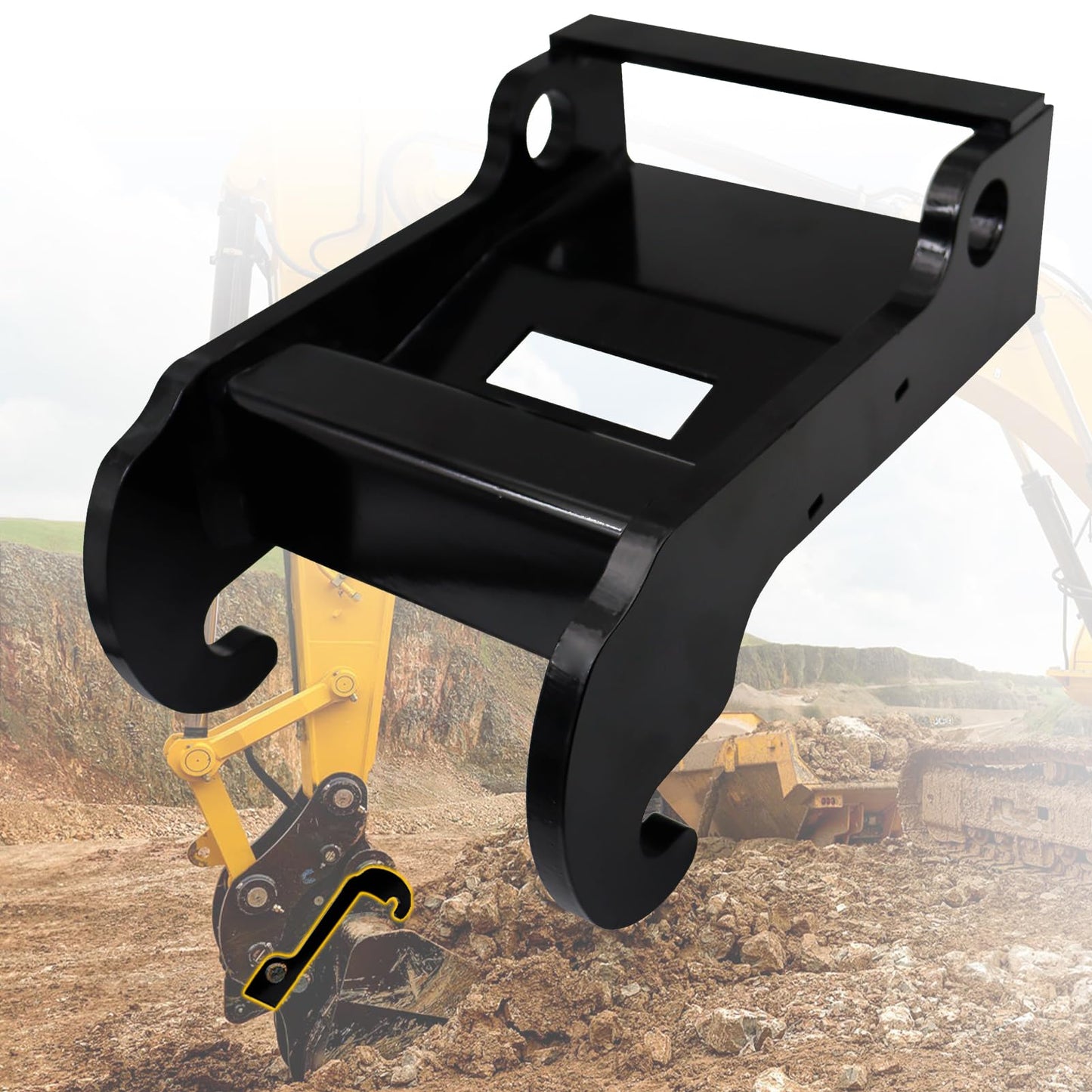 X-Change Coupler Bracket, Mini Excavator Quick Change Hitch Attachments, Small Excavator Coupler Bracket, Black-Coating Steel Attachment Compatible with Bobcat E Series Models Mini Excavator