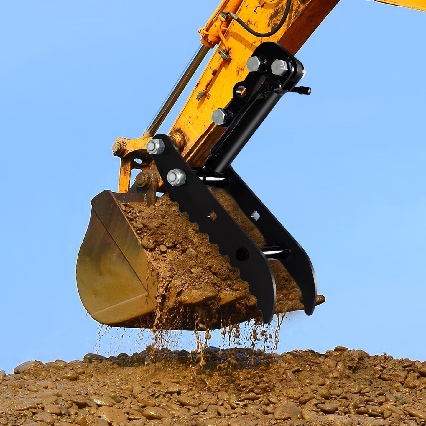 Hydraulic Thumb Clip for Mini Excavators, with 2*M14 Hoses and Screws, Small Digger Attachments fit Most of up to 2 tons