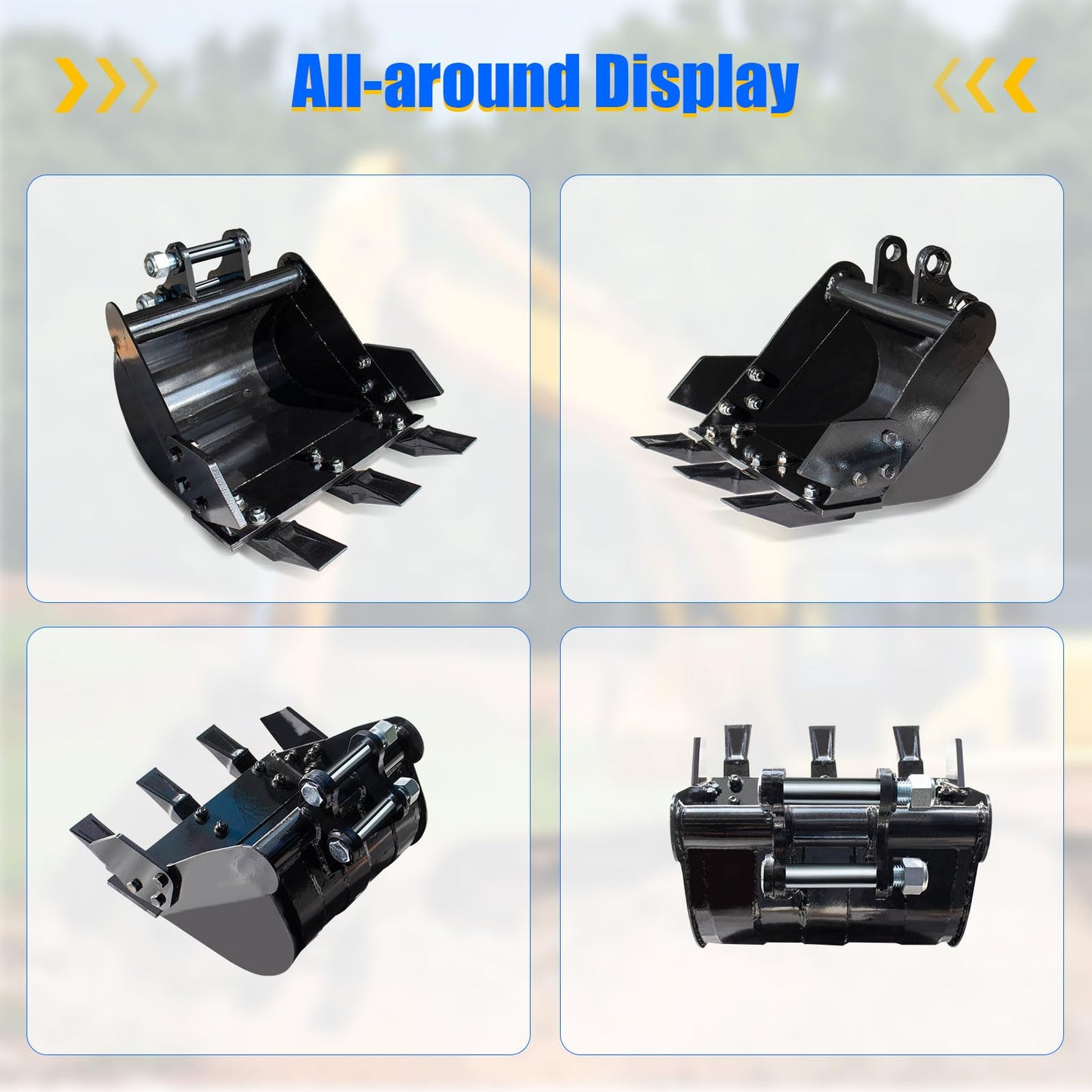 15.7"/400 mm Mini Excavator Bucket Attachment, Backhoe Digging Trenches Fit for 0.8-1.8 Tons Small Digger, Mini Excavator Bucket with Metal Teeth