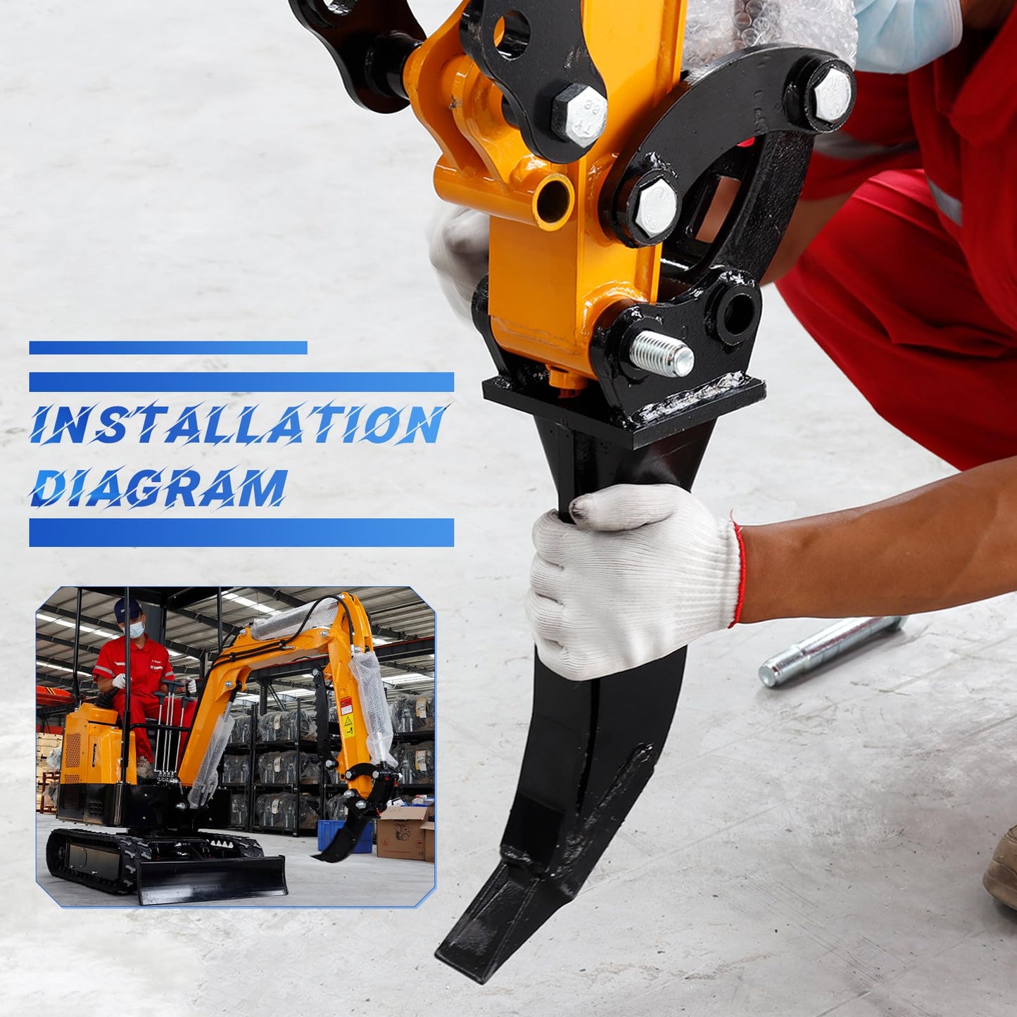 Mini Excavator Accessories Ripper, Single Hook Backhoe, Span: 3.54in,Hole Diameter: 0.98in,Center Wheelbase: 3.46in, Suitable for Mini Excavators for 1 to 1.5 Tons