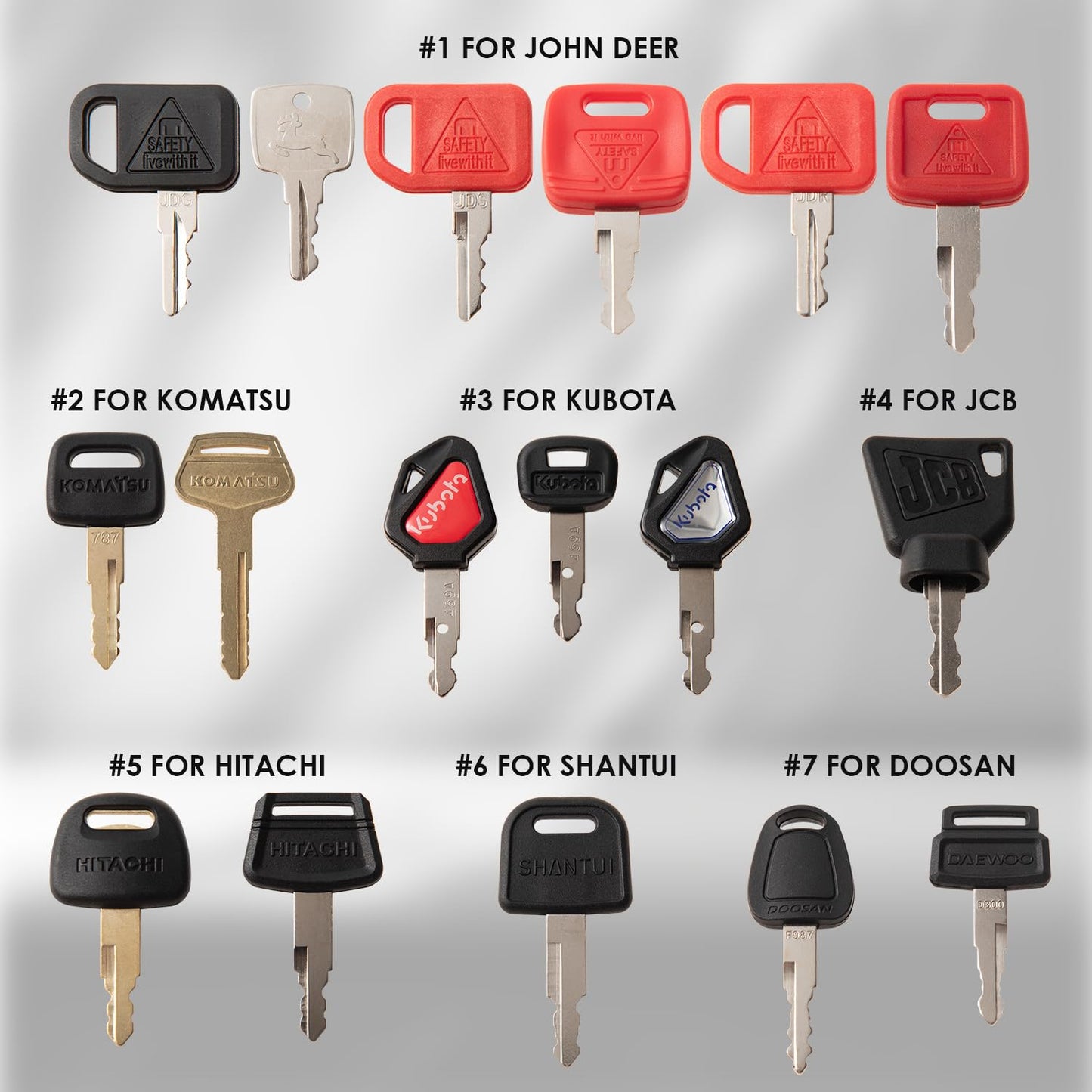 44Pcs Heavy Equipment Keys Master Set,Excavator Dumper Dozer Machinery Key for Caterpillar JohnDeer Hitachi Komastu Volvo Bobcat Case JCB Doosan Kobelco
