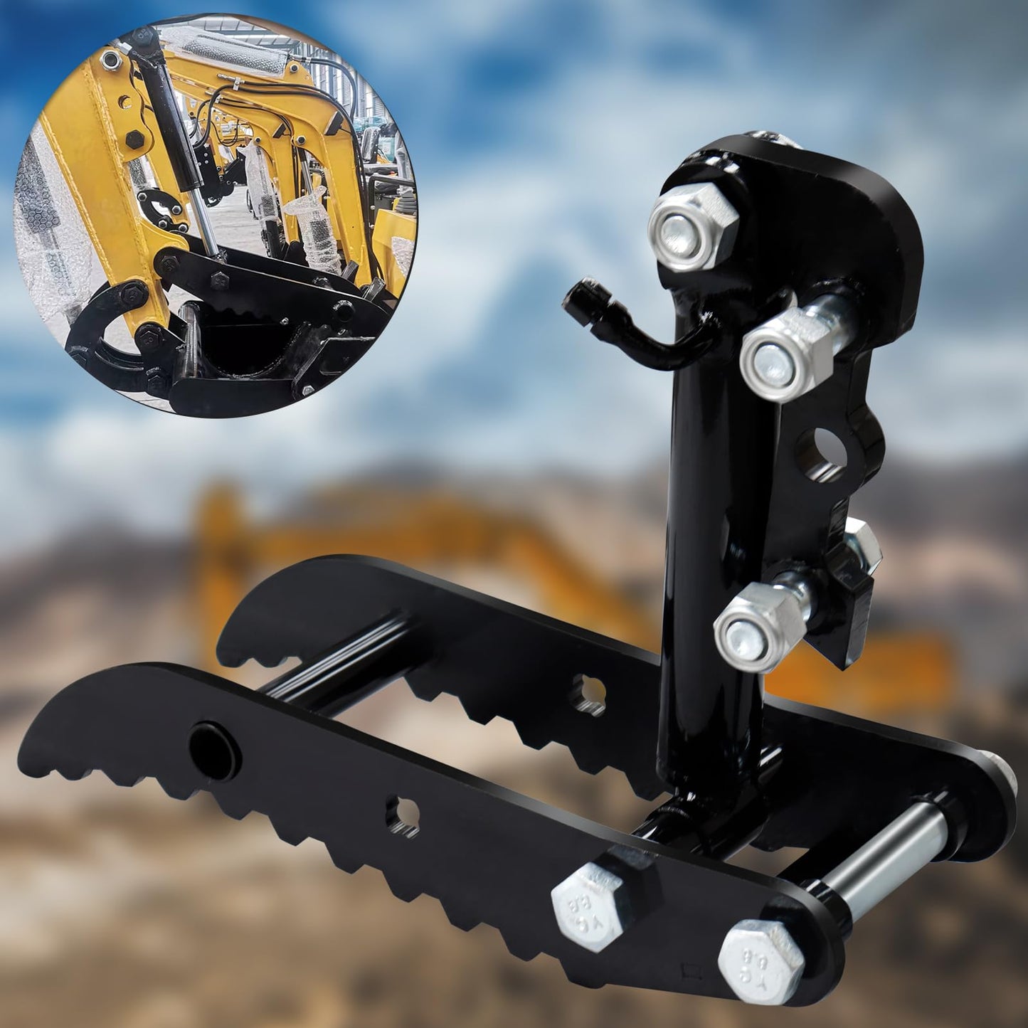Hydraulic Thumb Clip for Mini Excavators, with 2*M14 Hoses and Screws, Small Digger Attachments fit Most of up to 2 tons