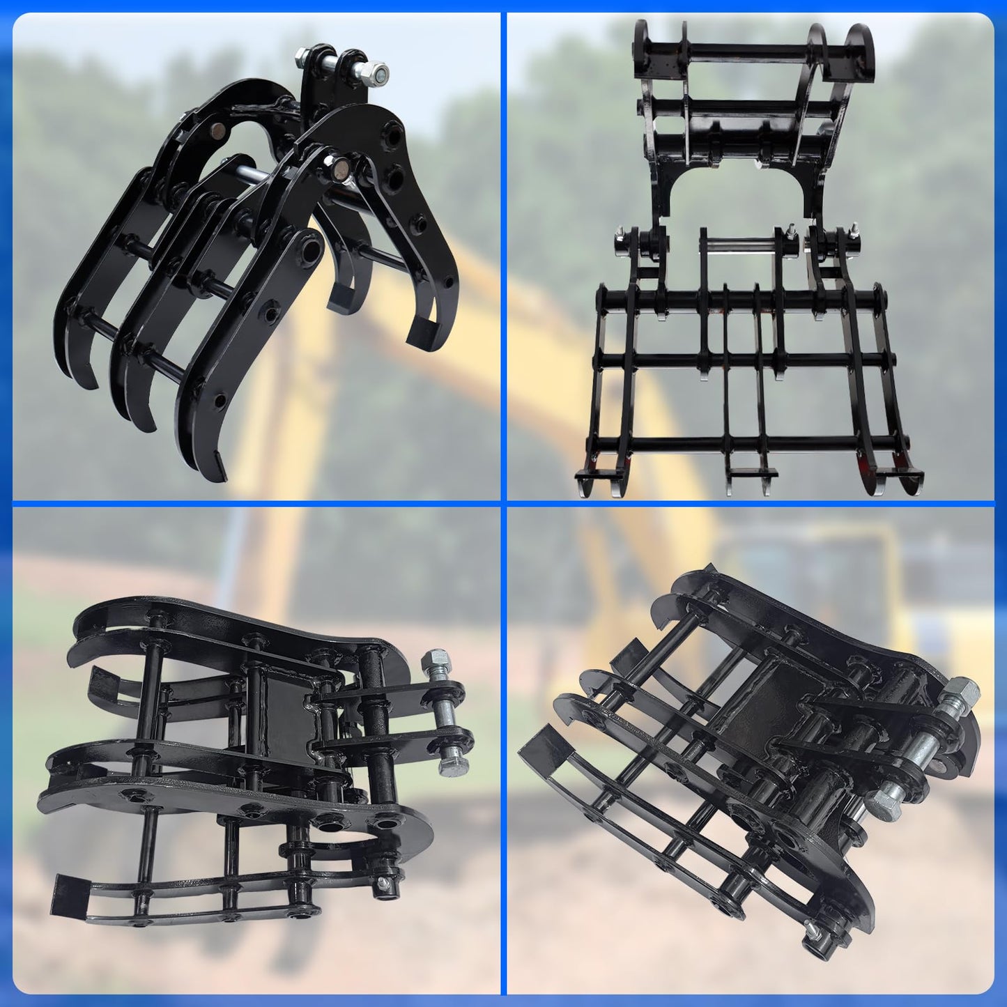 Mini Excavator Grabber Attachments, Small Excavator Wood Grabber Grapple, Metal Gripper Digger Accessories, Span: 90MM/3.54in, Hole Diameter: 25MM/0.98in, Center Wheelbase: 90MM/3.54in