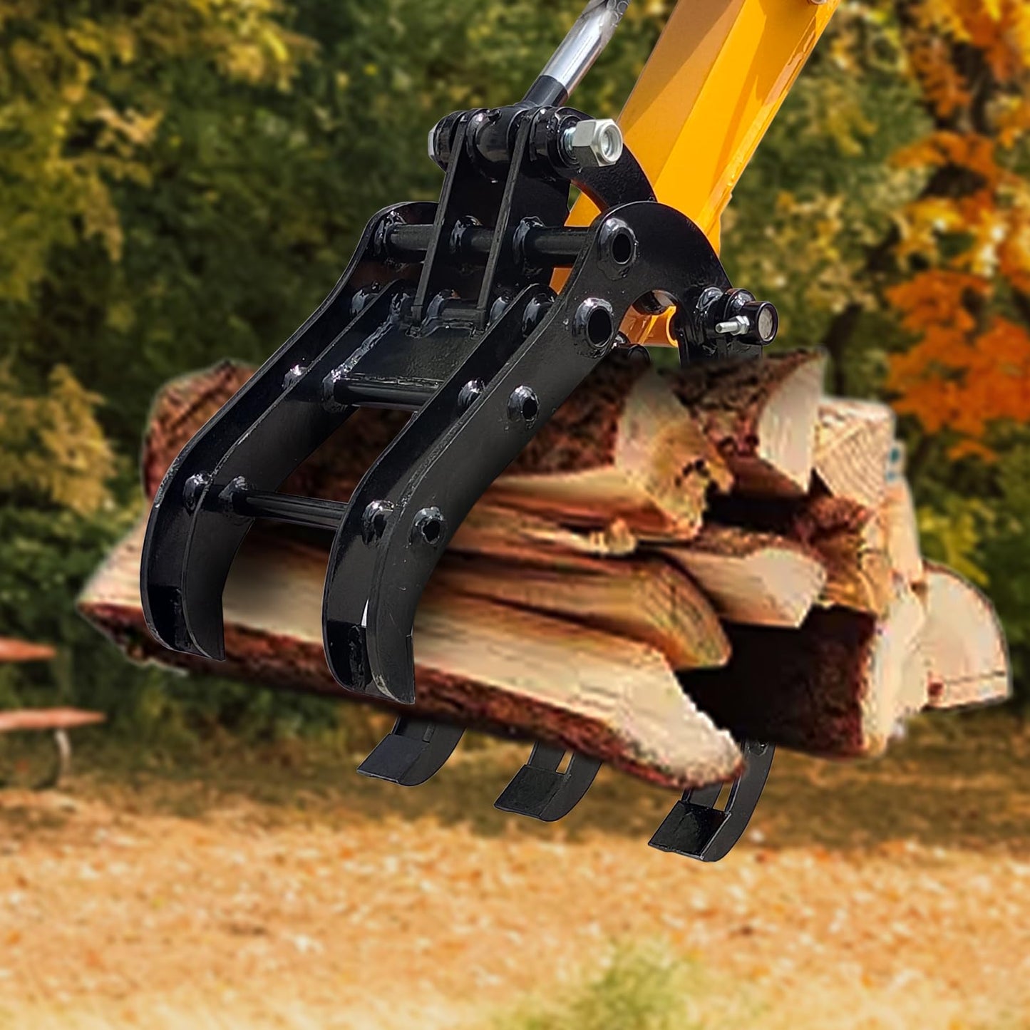 Mini Excavator Grabber Attachments, Small Excavator Wood Grabber Grapple, Metal Gripper Digger Accessories, Span: 90MM/3.54in, Hole Diameter: 25MM/0.98in, Center Wheelbase: 90MM/3.54in