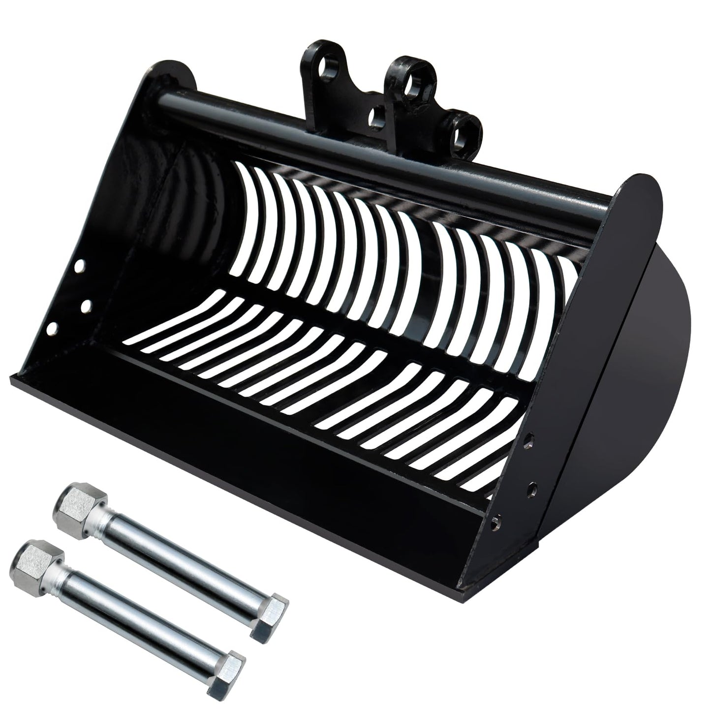 Mini Excavator Screening Bucket, Excavator Attachments Soil Sieving Buckets 23.6inch/600mm for Small Digger, Filtration w/Pins Skeleton Screen Bucket Filtering and Sorting Materials