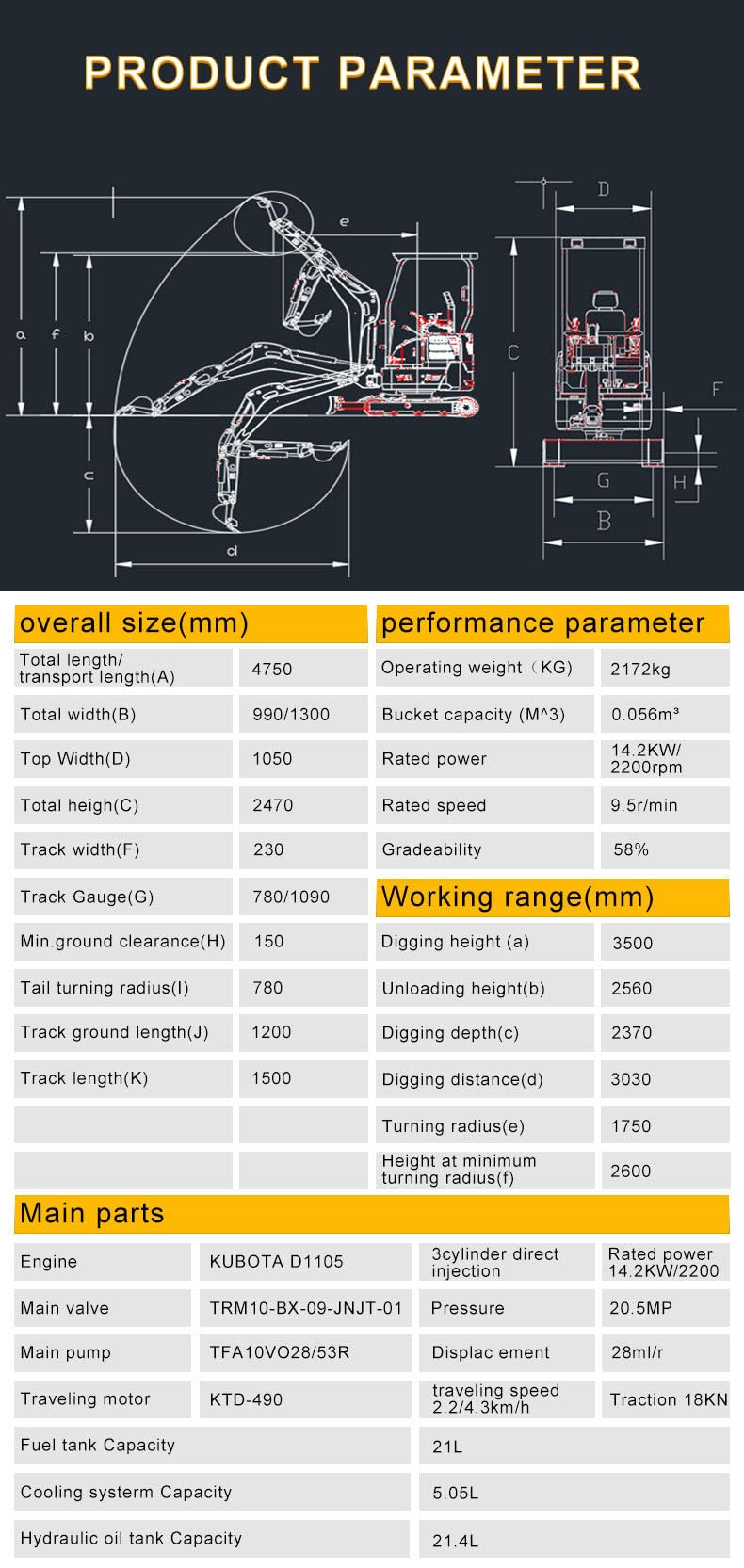 1.8Ton Hydraulic Crawler Mini Excavator with Hydraulic Pump and Thumb Garden Yard for Home Garden Use