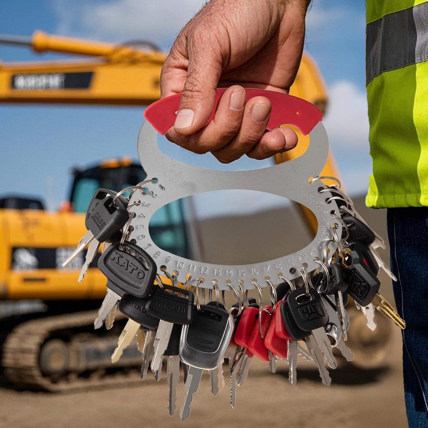 44Pcs Heavy Equipment Keys Master Set,Excavator Dumper Dozer Machinery Key for Caterpillar JohnDeer Hitachi Komastu Volvo Bobcat Case JCB Doosan Kobelco