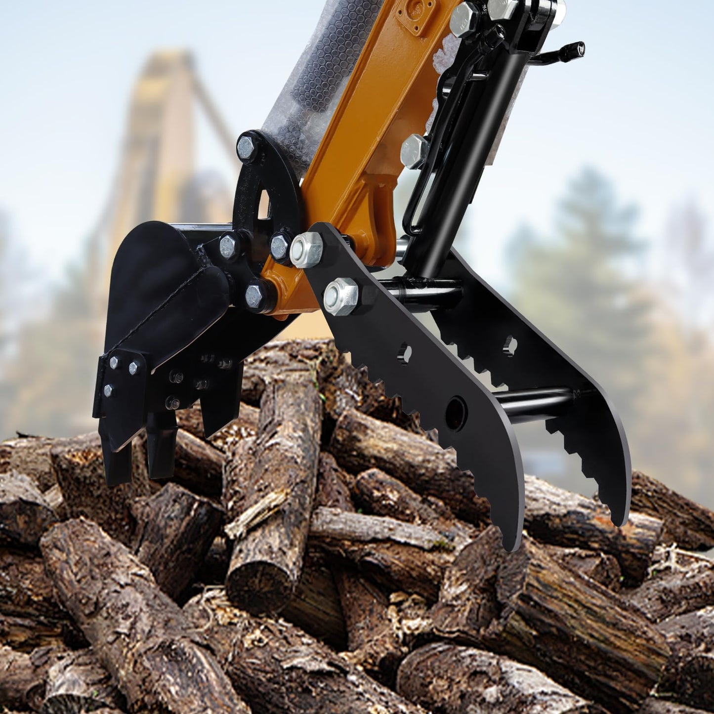 Hydraulic Thumb Clip for Mini Excavators, with 2*M14 Hoses and Screws, Small Digger Attachments fit Most of up to 2 tons