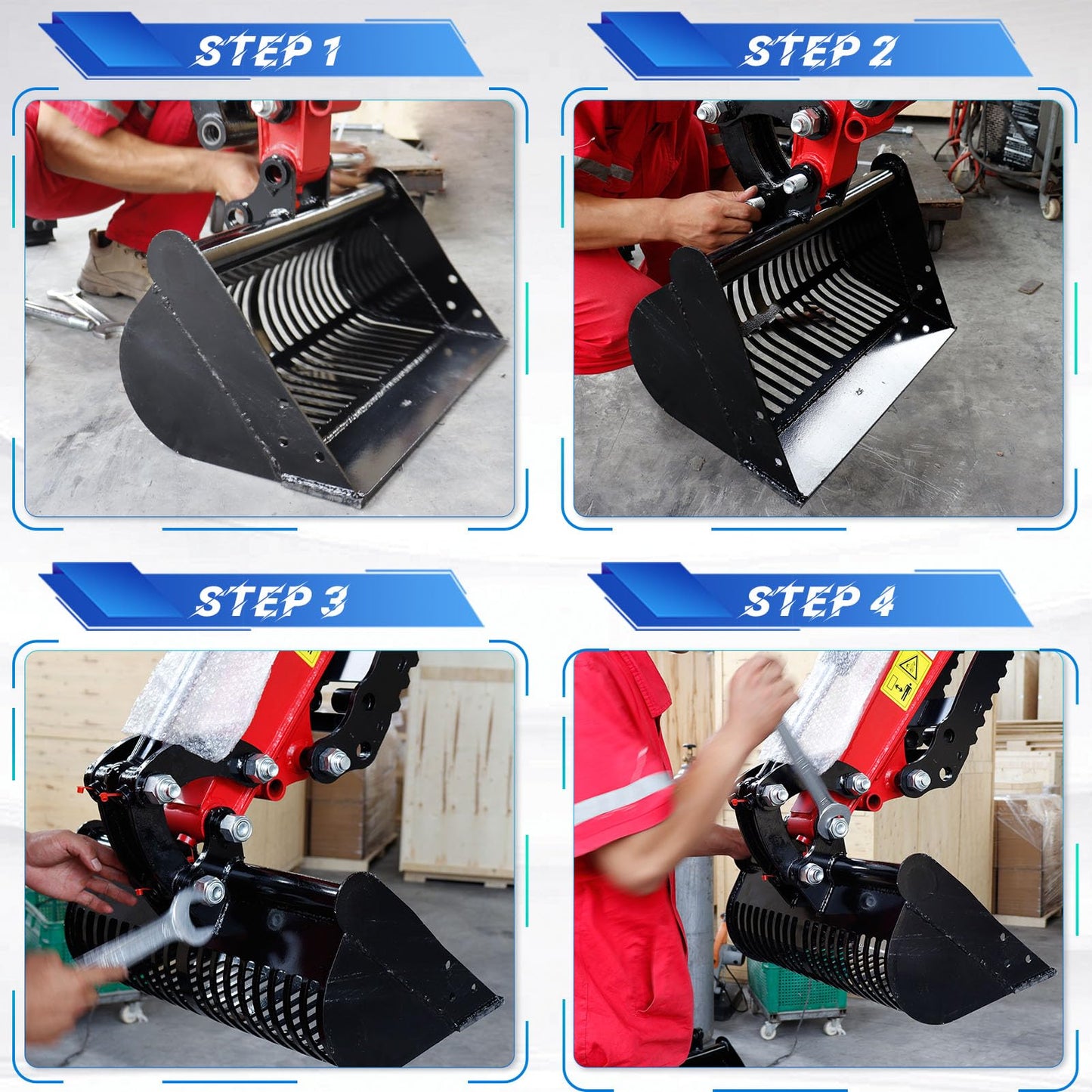 Mini Excavator Screening Bucket, Excavator Attachments Soil Sieving Buckets 23.6inch/600mm for Small Digger, Filtration w/Pins Skeleton Screen Bucket Filtering and Sorting Materials