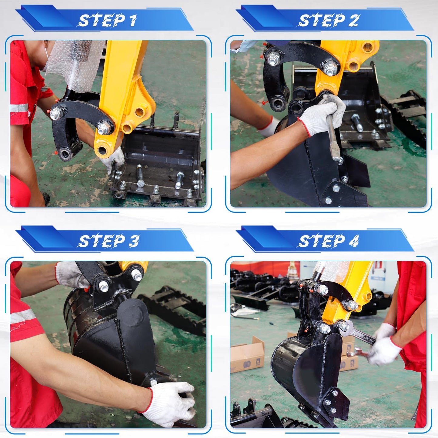 Narrow Digging Bucket 7.87in Mini Excavator Attachments, Hole Diameter 0.98in, Center Wheelbase 3.54in, Bucket Metal Trenching Digger with Metal Teeth