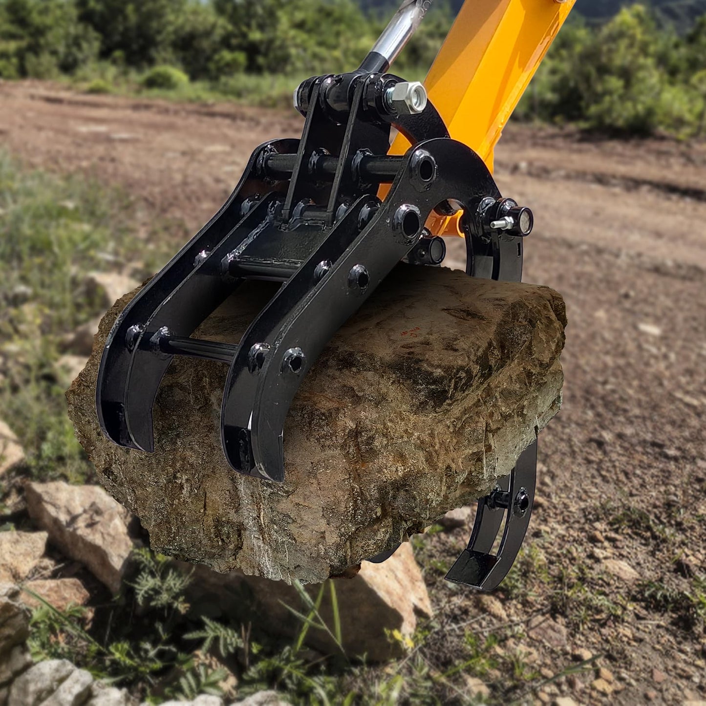 Mini Excavator Grabber Attachments, Small Excavator Wood Grabber Grapple, Metal Gripper Digger Accessories, Span: 90MM/3.54in, Hole Diameter: 25MM/0.98in, Center Wheelbase: 90MM/3.54in