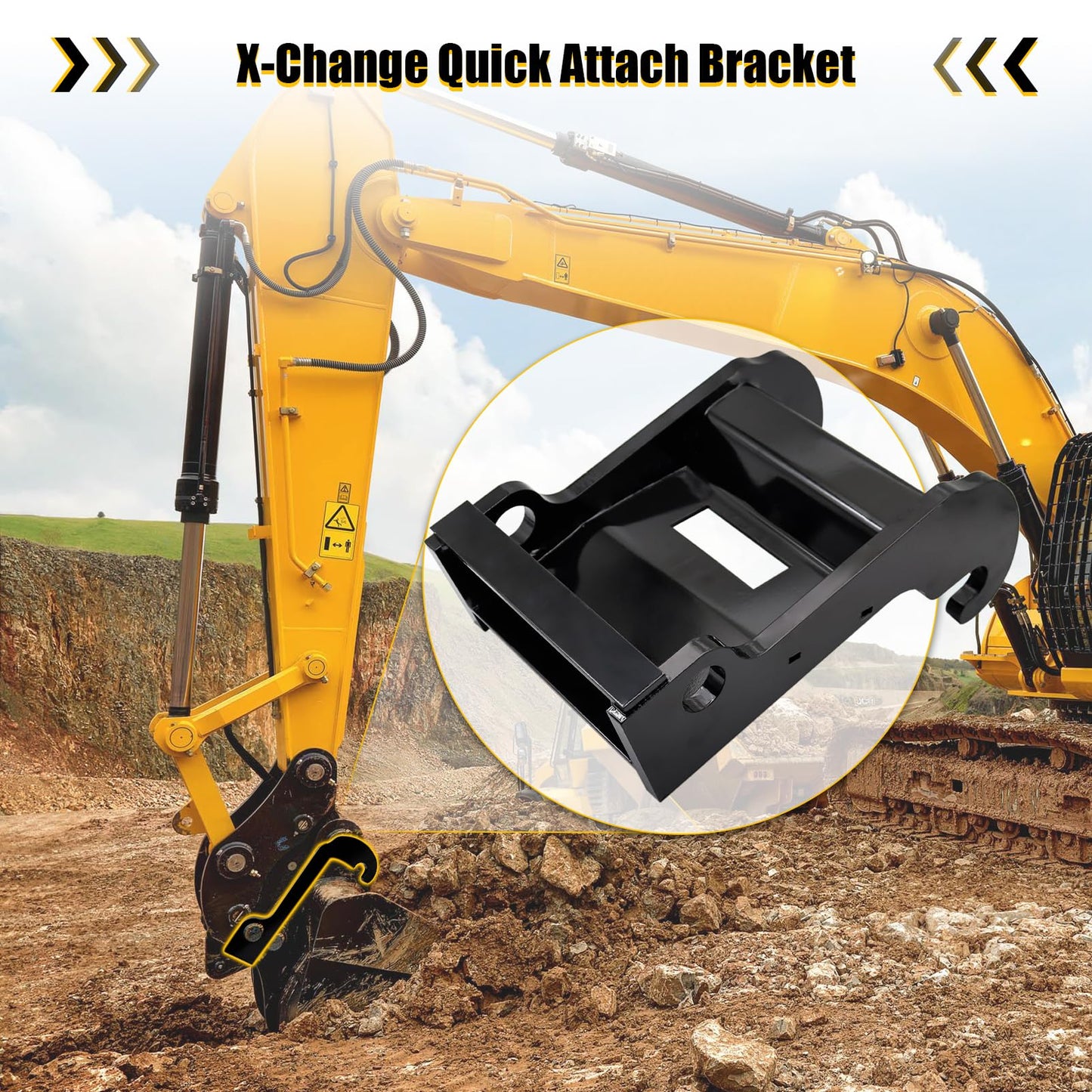 X-Change Coupler Bracket, Mini Excavator Quick Change Hitch Attachments, Small Excavator Coupler Bracket, Black-Coating Steel Attachment Compatible with Bobcat E Series Models Mini Excavator