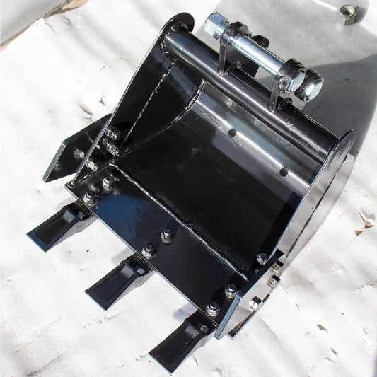 15.7"/400 mm Mini Excavator Bucket Attachment, Backhoe Digging Trenches Fit for 0.8-1.8 Tons Small Digger, Mini Excavator Bucket with Metal Teeth