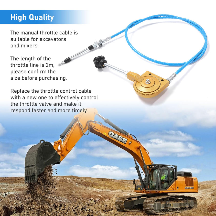 Manual Throttle Cable 2m Throttle Accelerator Cable for Excavator Mixer