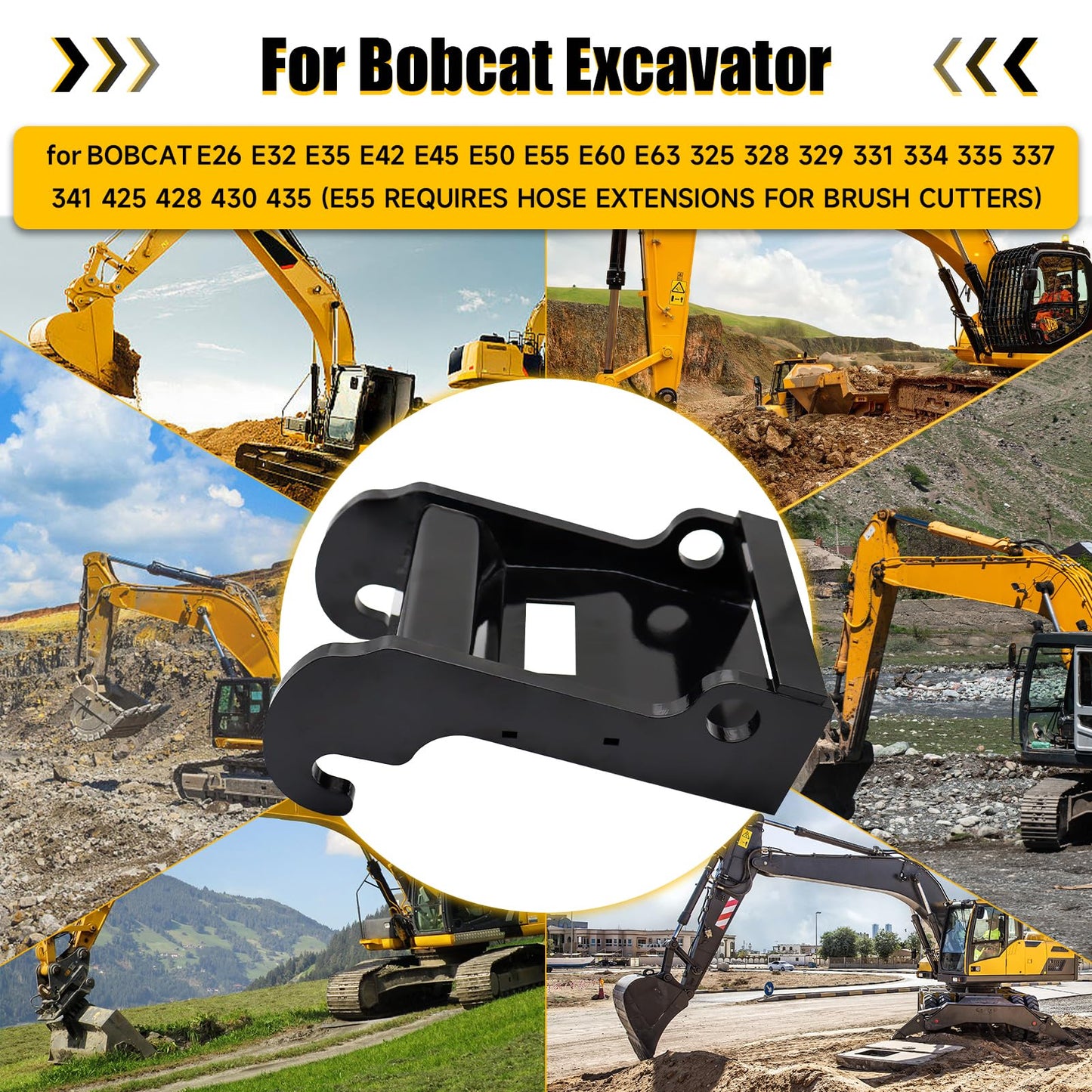 X-Change Coupler Bracket, Mini Excavator Quick Change Hitch Attachments, Small Excavator Coupler Bracket, Black-Coating Steel Attachment Compatible with Bobcat E Series Models Mini Excavator