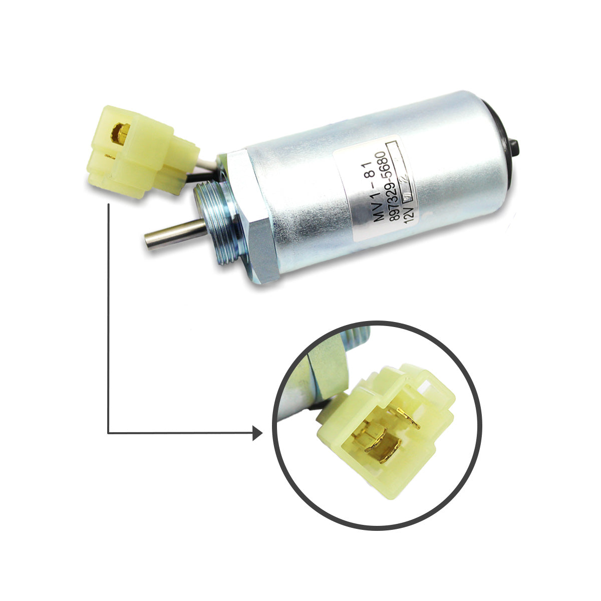 897329-5680 MV1-18 12V Fuel Shutoff Solenoid for Hitachi EX50U Isuzu 4LE1