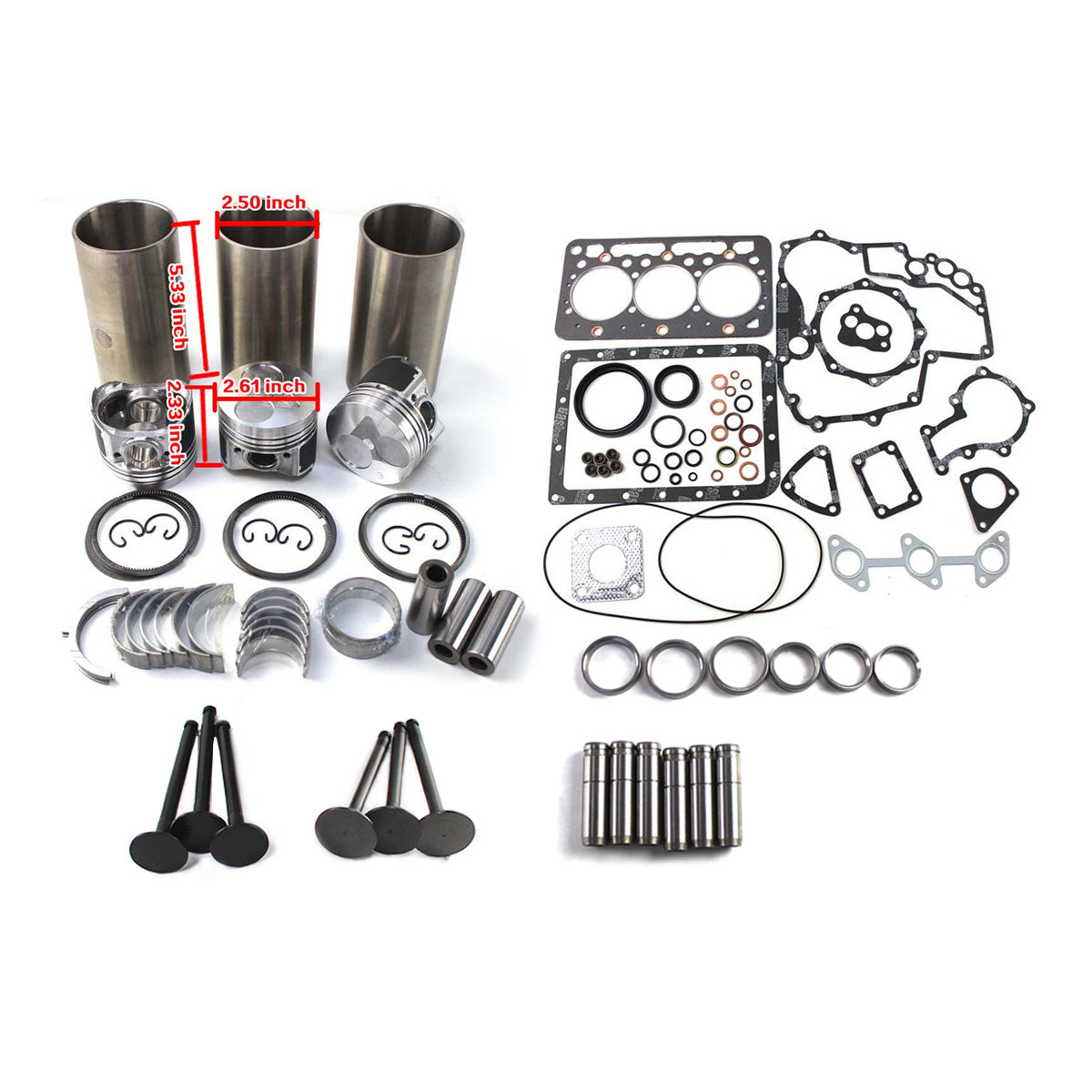 BeyongParts? D722 D722EBH D722E Engine Overhaul Rebuild Kit for Kubota Tractor Forklift Parts