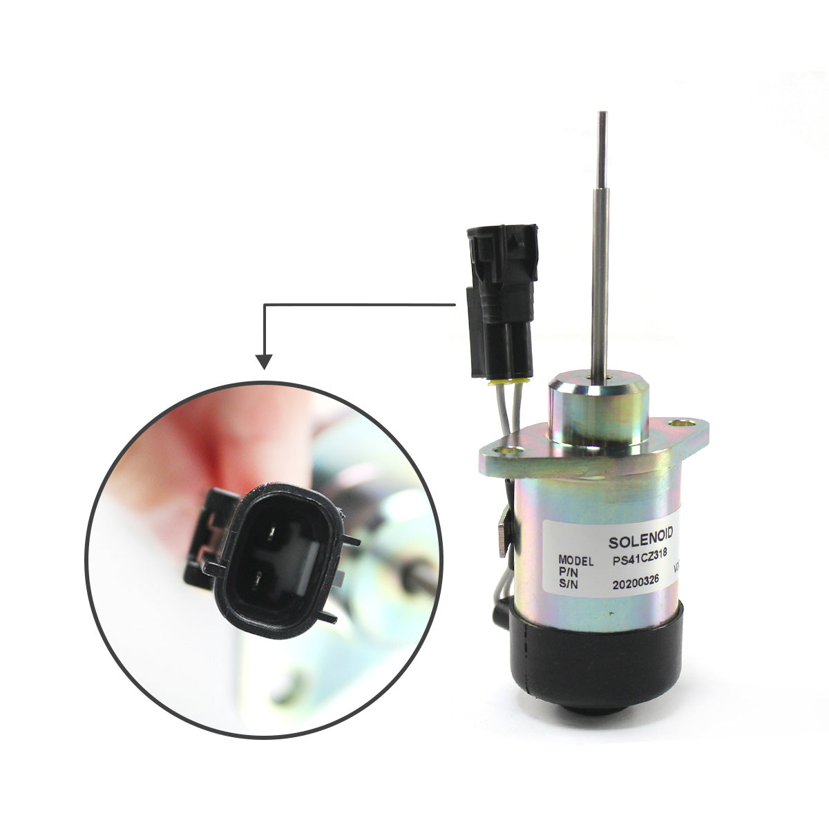 PS41CZ318 1E411-60012 Stop Solenoid 12V for Kubota 325 Miller Mig Welder Trailblazer D902 Engine