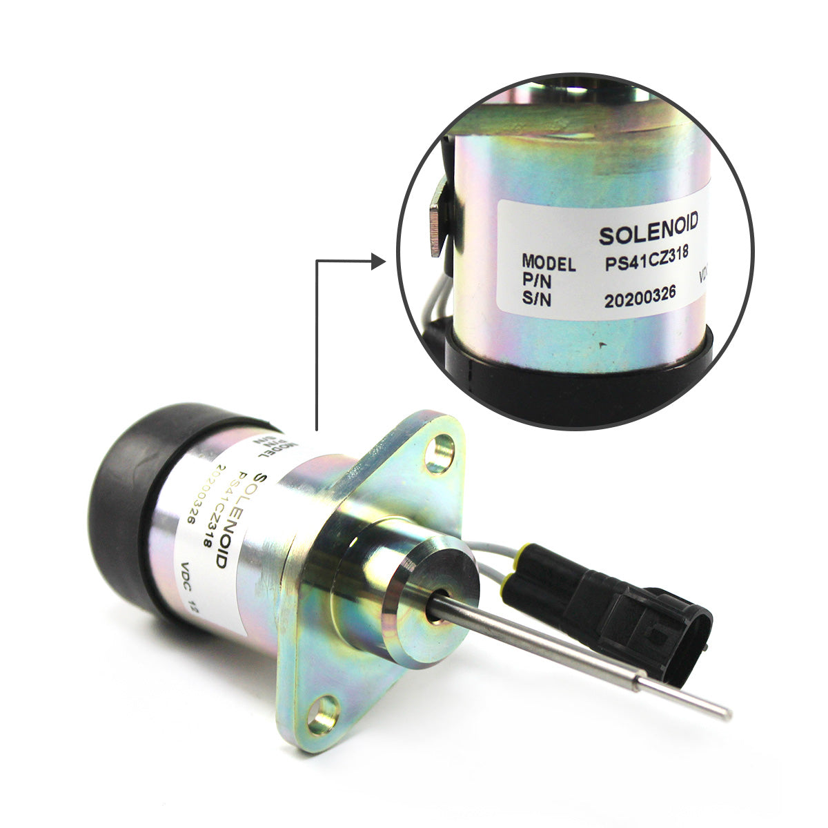 PS41CZ318 1E411-60012 Stop Solenoid 12V for Kubota 325 Miller Mig Welder Trailblazer D902 Engine