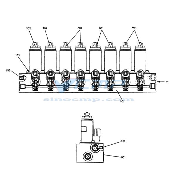 YN35V00039F1 Solenoid Valve Assembly for Kobelco SK-6E SK120