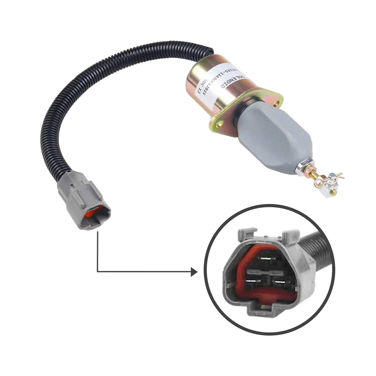 Fuel Solenoid 129953-77811 1751ES-12A3UC12B1S SA-4673-S for Hyundai R55-7 R60-5 Volvo EC55 ECR88 Yanmar Vio55 Vio75 Engine 4TNV94 4TNE94L 4TNV98