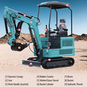 1.8 ton mini excavator. Equipped with a KubotaEngine for robust power. Shipped from the United States