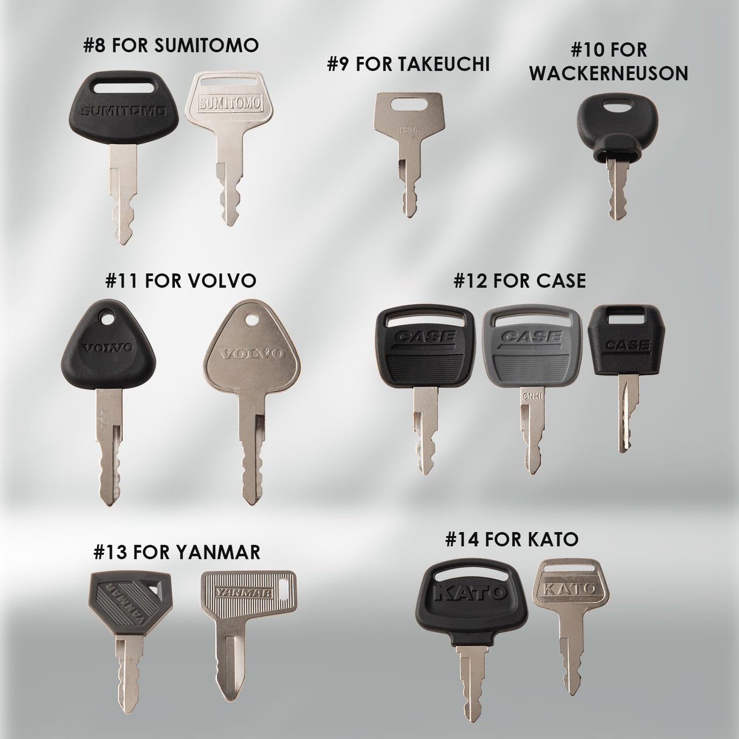 44Pcs Heavy Equipment Keys Master Set,Excavator Dumper Dozer Machinery Key for Caterpillar JohnDeer Hitachi Komastu Volvo Bobcat Case JCB Doosan Kobelco