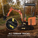 Mini Excavator with 13.8HP Kubota Diesel Engine, 1.1 Ton Mini Crawler Excavator Machine with 2698lbf Digging Force, Mini Digger for Construction Farm Garden with Adjustable Seat